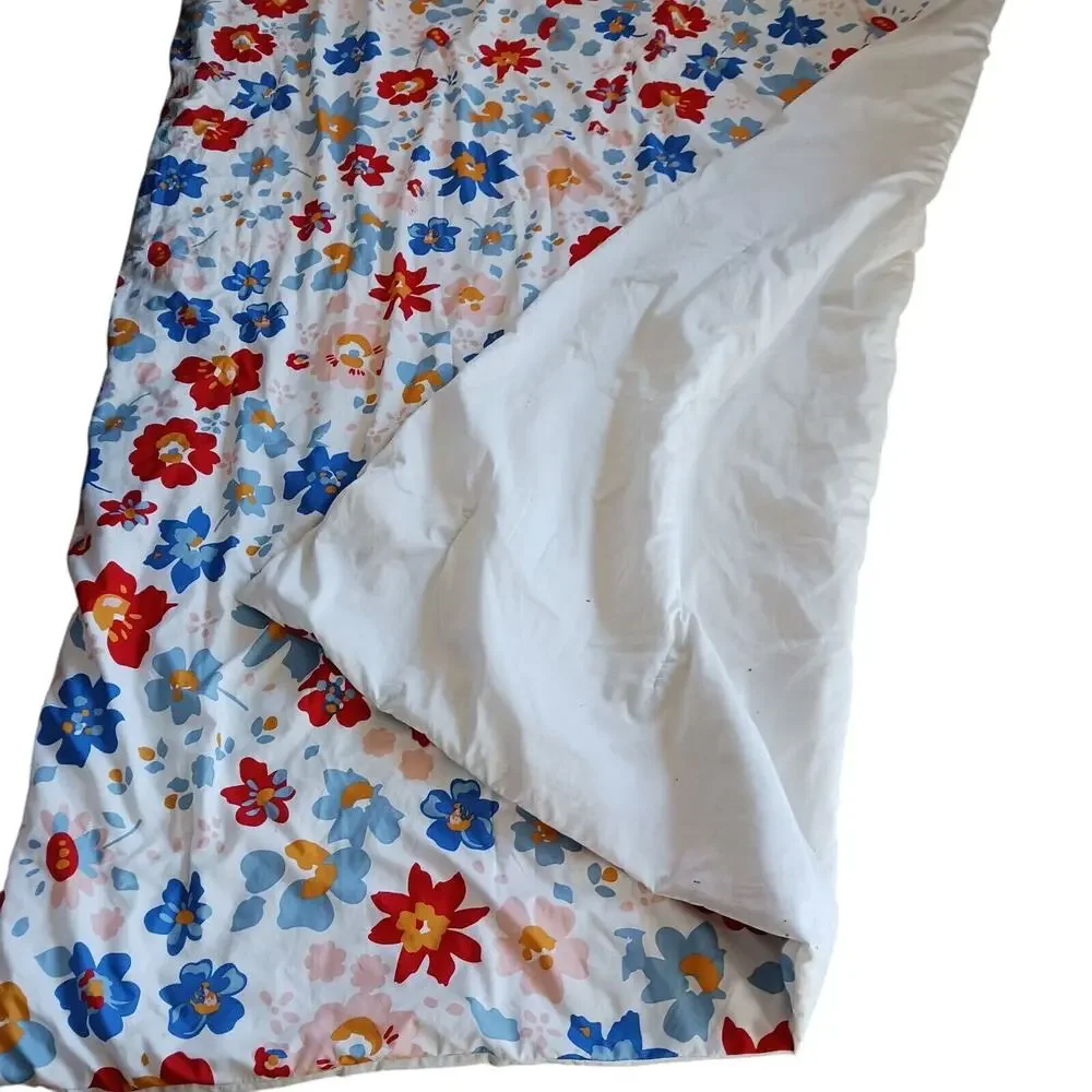 Red‎ Floral Bohemian Twin Blanket Comforter Bedspread 91.x62 White Colorful VTG
